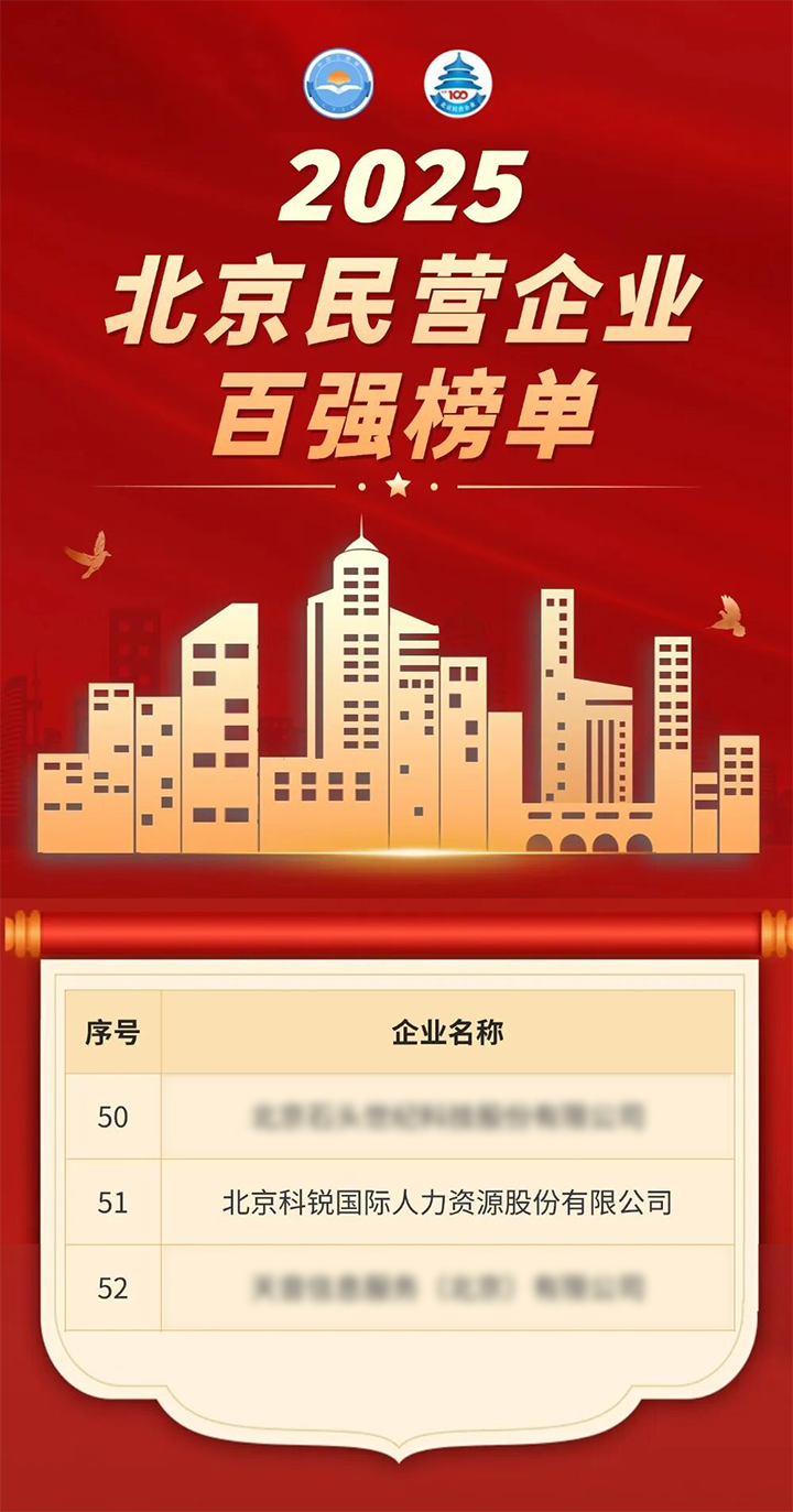 人力资源公司易币付(中国)国际荣登北京市工商联发布的2025北京民营企业百强榜单